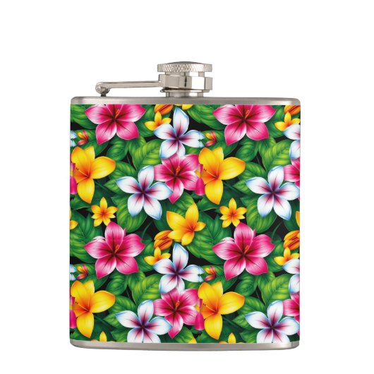 数々の色の花と離れPattern-57577 フラスク (正面)