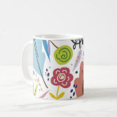 数々の色の花春背景 コーヒーマグカップ (正面左)