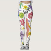 数々の色の花春背景 レギンス (正面)