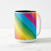数々の色の虹の揺れストライプる ツートーンマグカップ (正面右)