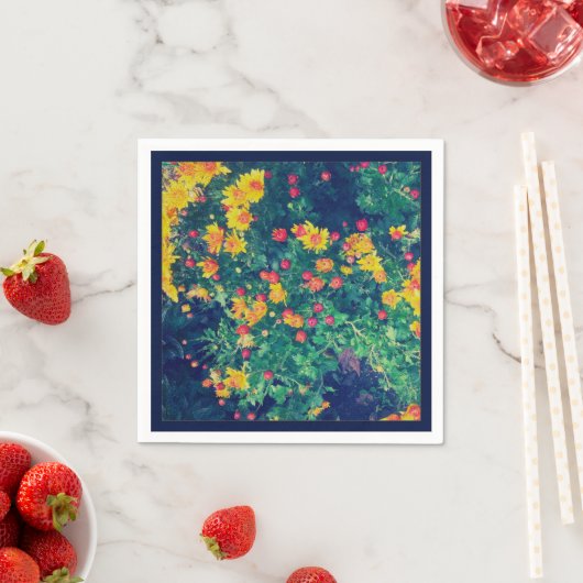 数々の色の野お洒落デイジー花 スタンダードカクテルナプキン (インサイチュ)