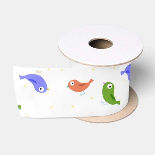数々の色の鳥 サテンリボン (リール)