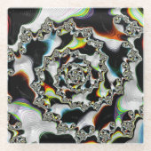 数々の色らせんサイケデリックフラクタル ガラスコースター (正面)