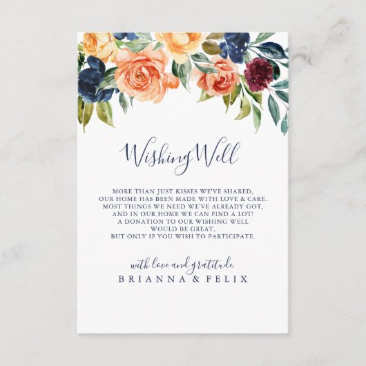 数々の色エレガント結婚フローラ エンクロージャーカード (正面)