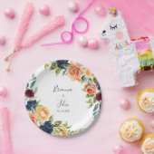 数々の色エレガント結婚フローラ ペーパープレート (パーティー)