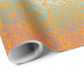 数々の色オレンジ中世のフローラユニークオーナメント ラッピングペーパー (ロールコーナー)
