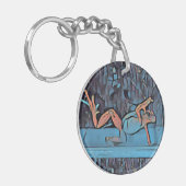 数々の色カエルのキーチェーンブルーサークル キーホルダー (正面左)