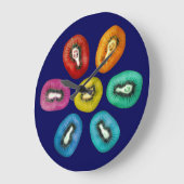 数々の色キウイパターン ラージ壁時計 (傾斜)
