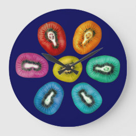 数々の色キウイパターン ラージ壁時計