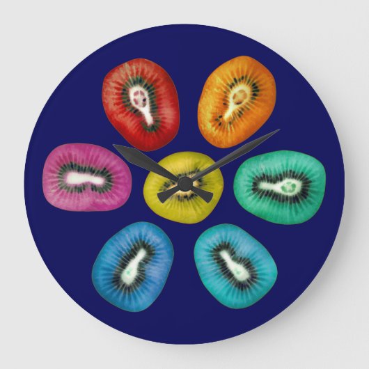 数々の色キウイパターン ラージ壁時計 (正面)
