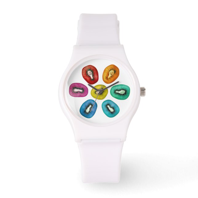 数々の色キウイパターン 腕時計 (正面)