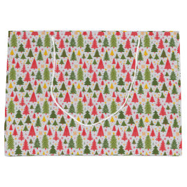 数々の色クリスマスツリー ラージペーパーバッグ