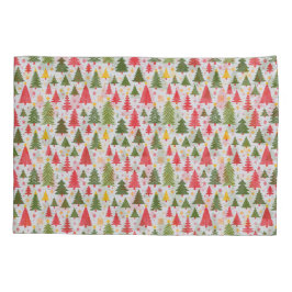 数々の色クリスマスツリー 枕カバー