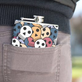 数々の色スカルパターン フラスク