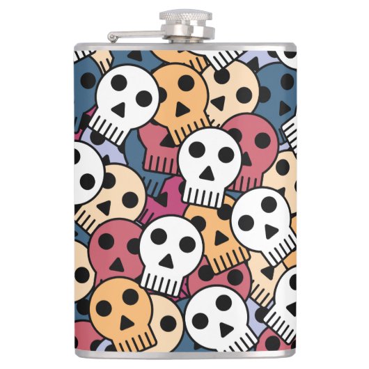 数々の色スカルパターン フラスク (正面)