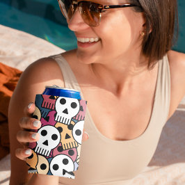 数々の色スカルパターン 缶クーラー