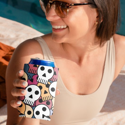 数々の色スカルパターン 缶クーラー