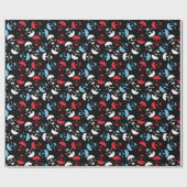 数々の色スカル模様 ラッピングペーパー (フラット)