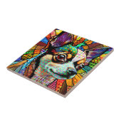 数々の色ステンドグラスちわ華犬171 タイル (側面)