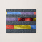 数々の色ストライプの芸術的布 ジグソーパズル (横)