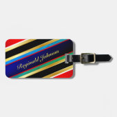 数々の色ストライプの(両面) ラゲッジタグ (正面横)