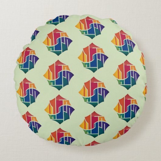 数々の色デザイン ラウンドクッション (正面)