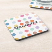 数々の色ドットパターン コースター (左側)