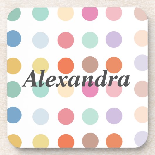 数々の色ドットパターン コースター (正面)