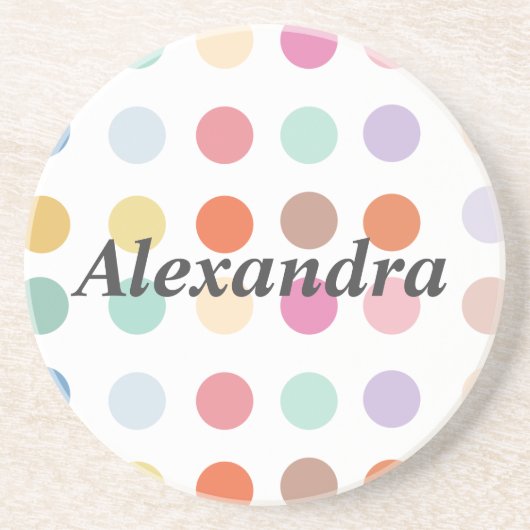 数々の色ドットパターン コースター (正面)