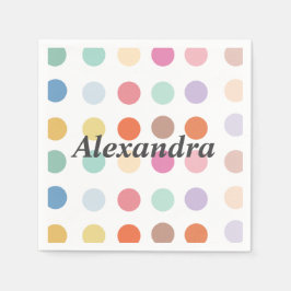 数々の色ドットパターン スタンダードカクテルナプキン