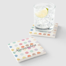 数々の色ドットパターン ストーンコースター