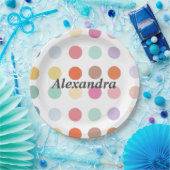 数々の色ドットパターン ペーパープレート (パーティー)