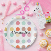 数々の色ドットパターン ペーパープレート (パーティー)