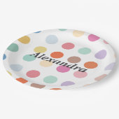 数々の色ドットパターン ペーパープレート (アングル)