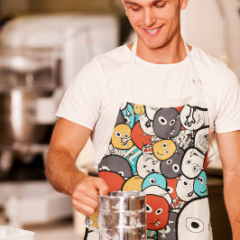 数々の色ドードルモンスター顔 エプロン