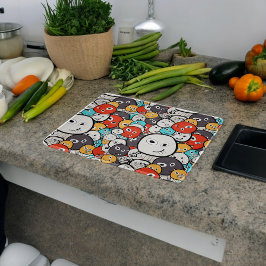 数々の色ドードルモンスター顔 カッティングボード