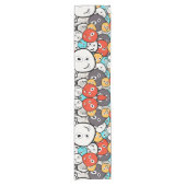 数々の色ドードルモンスター顔 ショートテーブルランナー (正面)