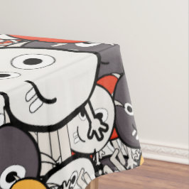 数々の色ドードルモンスター顔 テーブルクロス