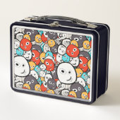 数々の色ドードルモンスター顔 メタルランチボックス (正面)