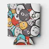 数々の色ドードルモンスター顔 缶クーラー (正面)