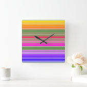 数々の色パタストライプのーン スクエア壁時計 (ホーム)