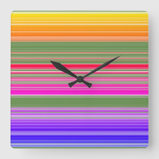 数々の色パタストライプのーン スクエア壁時計 (正面)