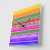 数々の色パタストライプのーン スクエア壁時計 (傾斜)