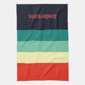 数々の色パーソナライズされた青アクア緑黄レッド キッチンタオル (縦)