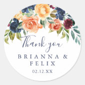 数々の色フローラエレガントサンキュー結婚式の引き出物 ラウンドシール (正面)