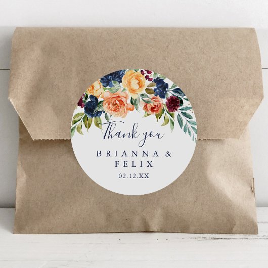 数々の色フローラエレガントサンキュー結婚式の引き出物 ラウンドシール
