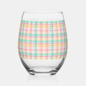 数々の色プ市松模様にライド ステムなしワイングラス (裏面)