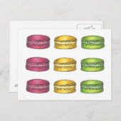 数々の色マカフランスのロンマカロンクッキーカード ポストカード (正面/裏面)