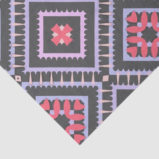 数々の色モザイクボホ民族幾何学模様 薄葉紙 (詳細)