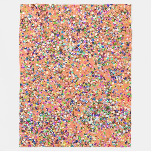 数々の色モザイクモダングリットグリッター#5 フリースブランケット (正面)